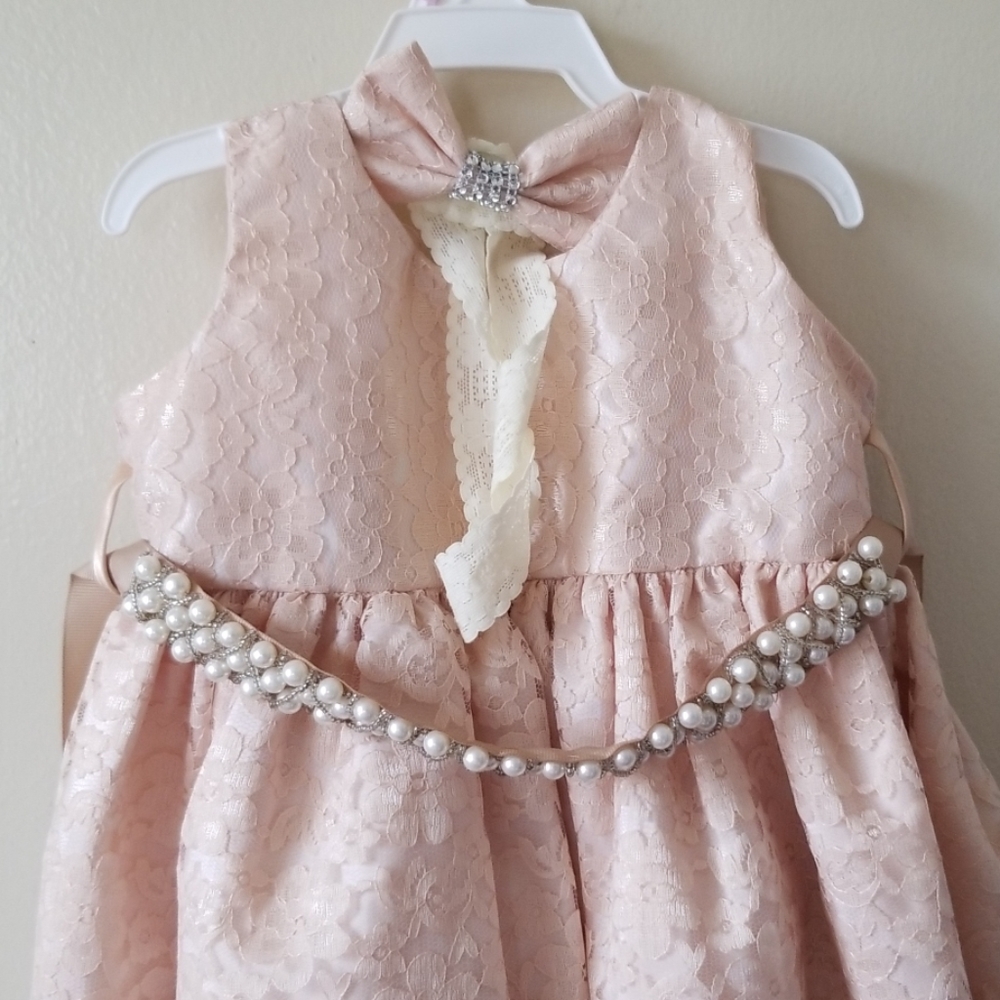 Blinged peachy/cream dress - Picture 2 of 4